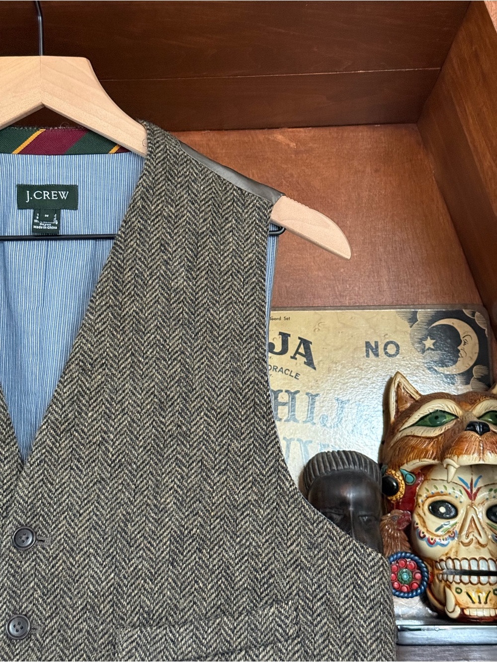 J. Crew - Vintage Herringbone Wool Vest - Brown / Olive - Men’s Medium